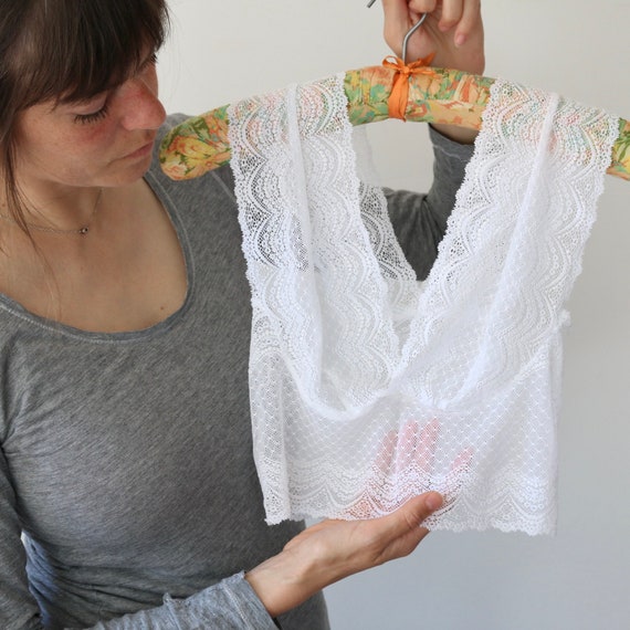 white lace racerback bralette