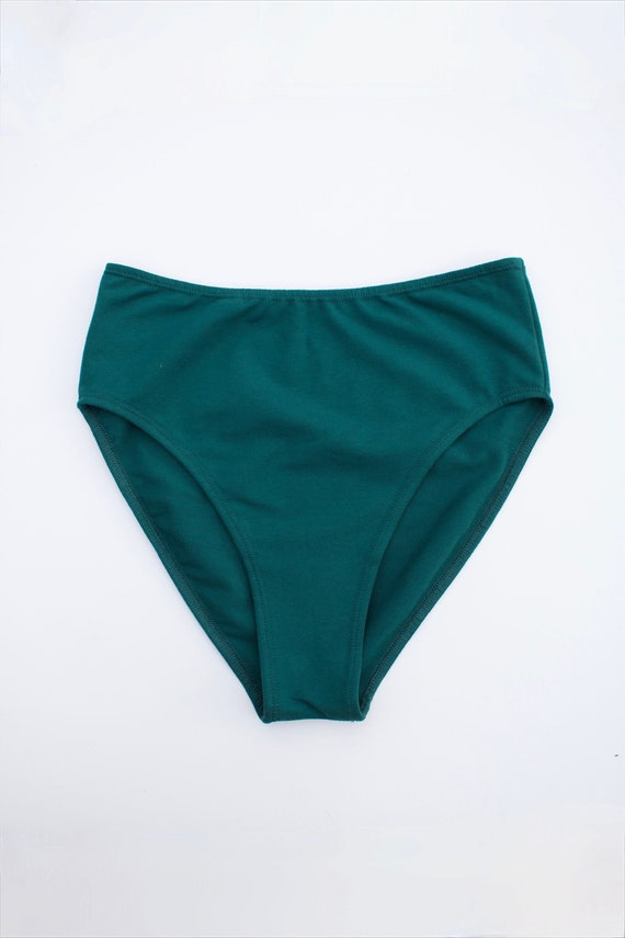 High Waisted Organic Cotton Panties in Teal Organic Cotton GOTS Certified Organic  Cotton Underwear -  Canada