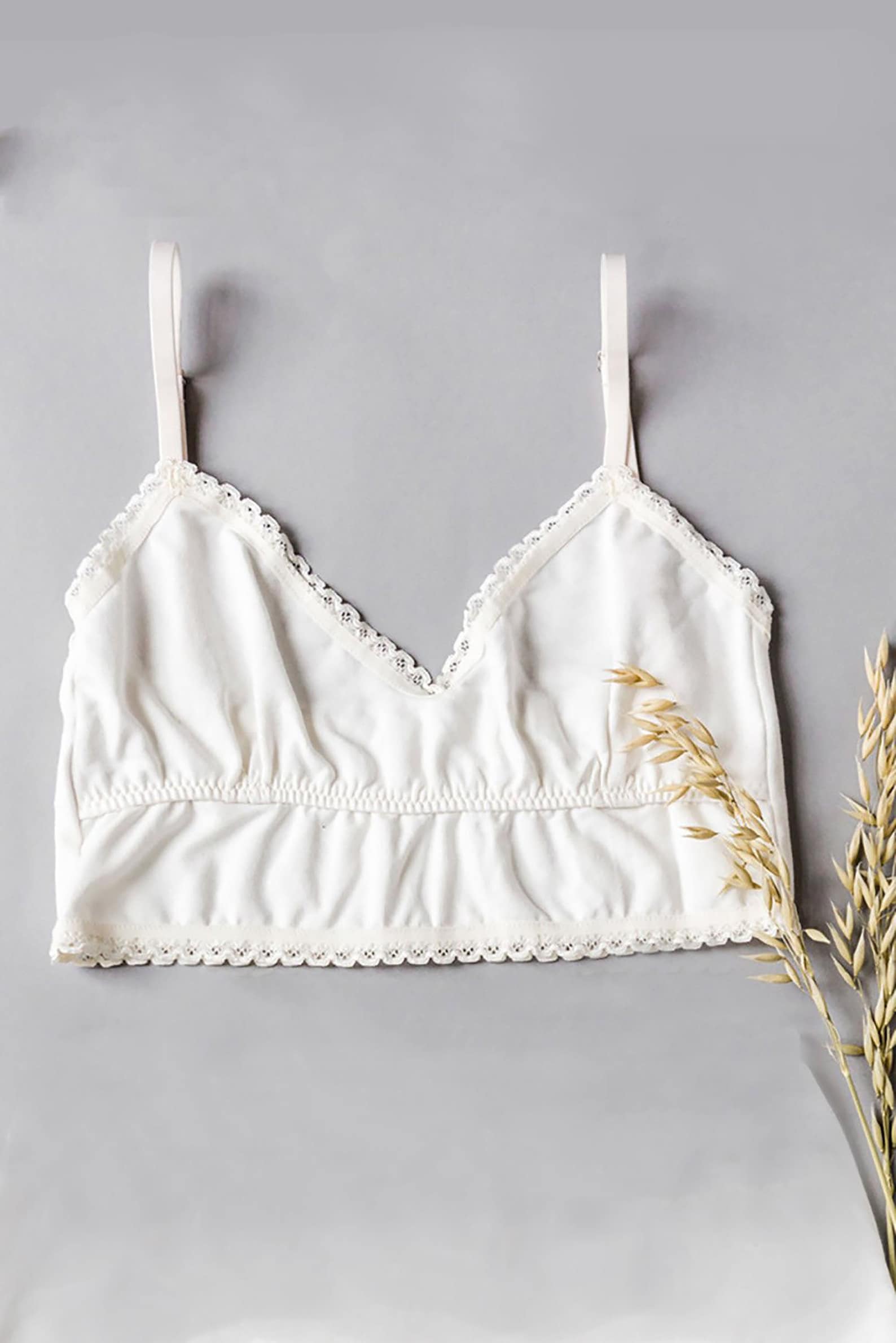 White Organic Cotton Bralette Cotton Bra Organic Cotton Etsy
