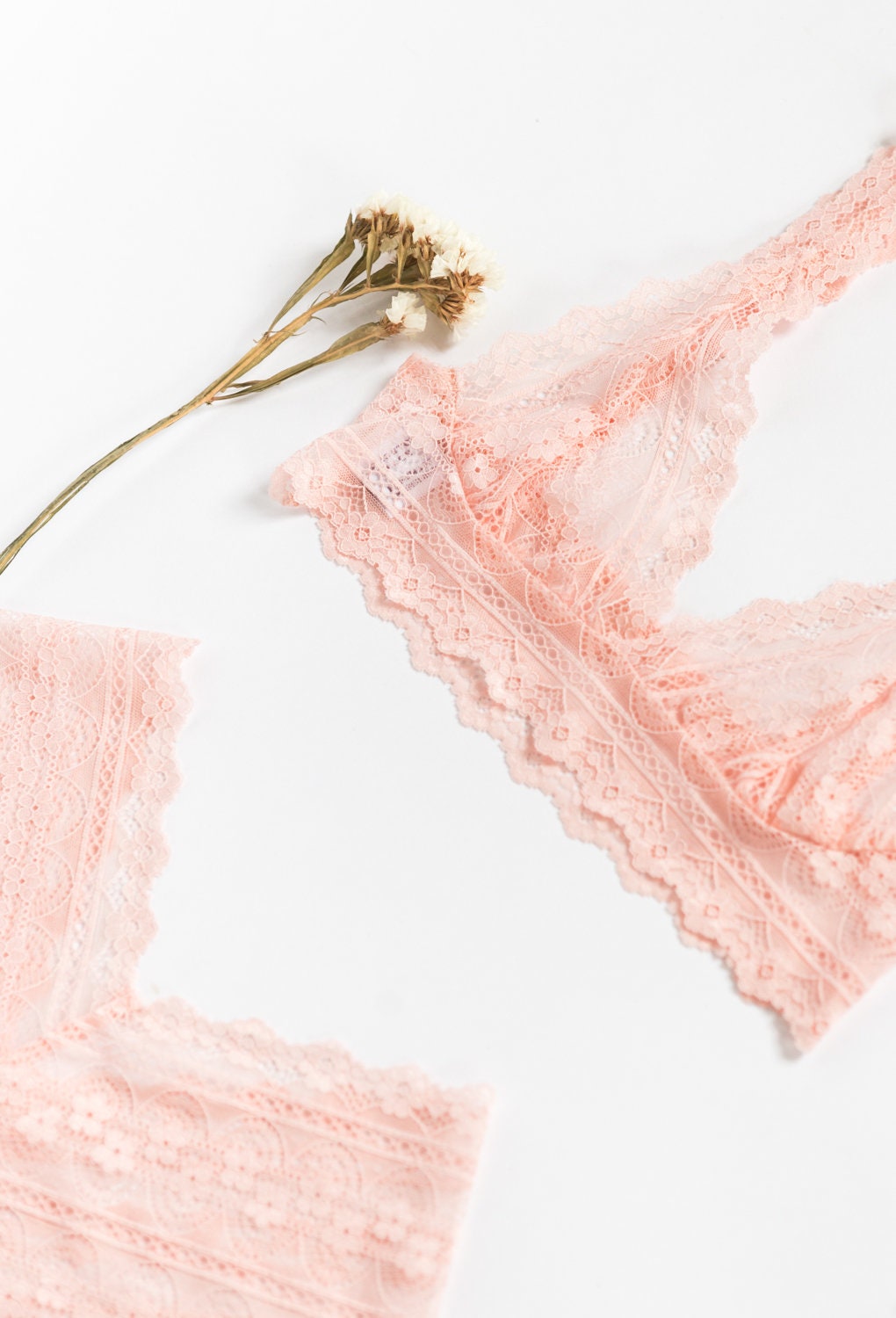 Tea Rose Pale Pink Lace Lace Bralette and French Knicker Set Pretty Pink  Lace Lingerie From Brighton Lace 