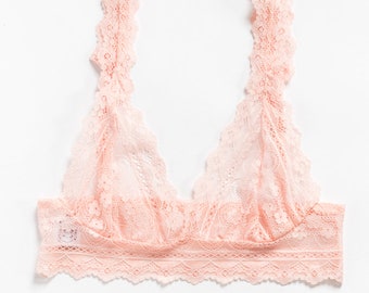 Tea Rose Pale Pink Lace Triangle Bralette From Brighton Lace Made With OEKO  TEX Certified Lace -  Israel