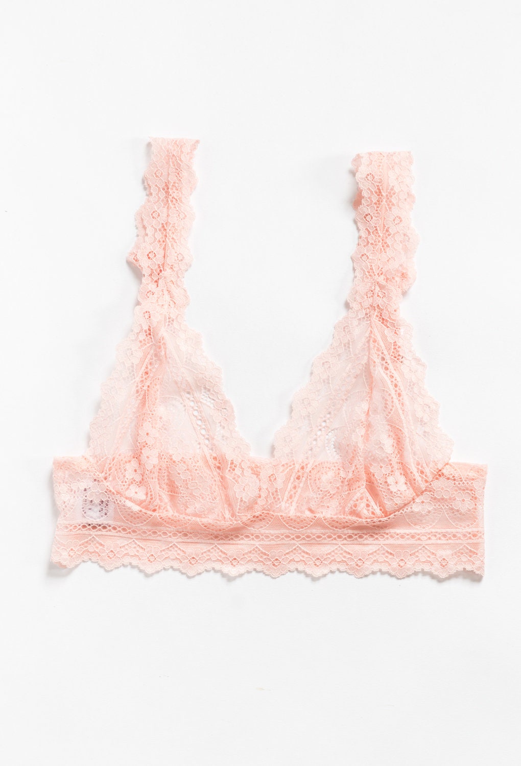 Tea Rose Pale Pink Lace Triangle Bralette From Brighton Lace Made With OEKO  TEX Certified Lace 