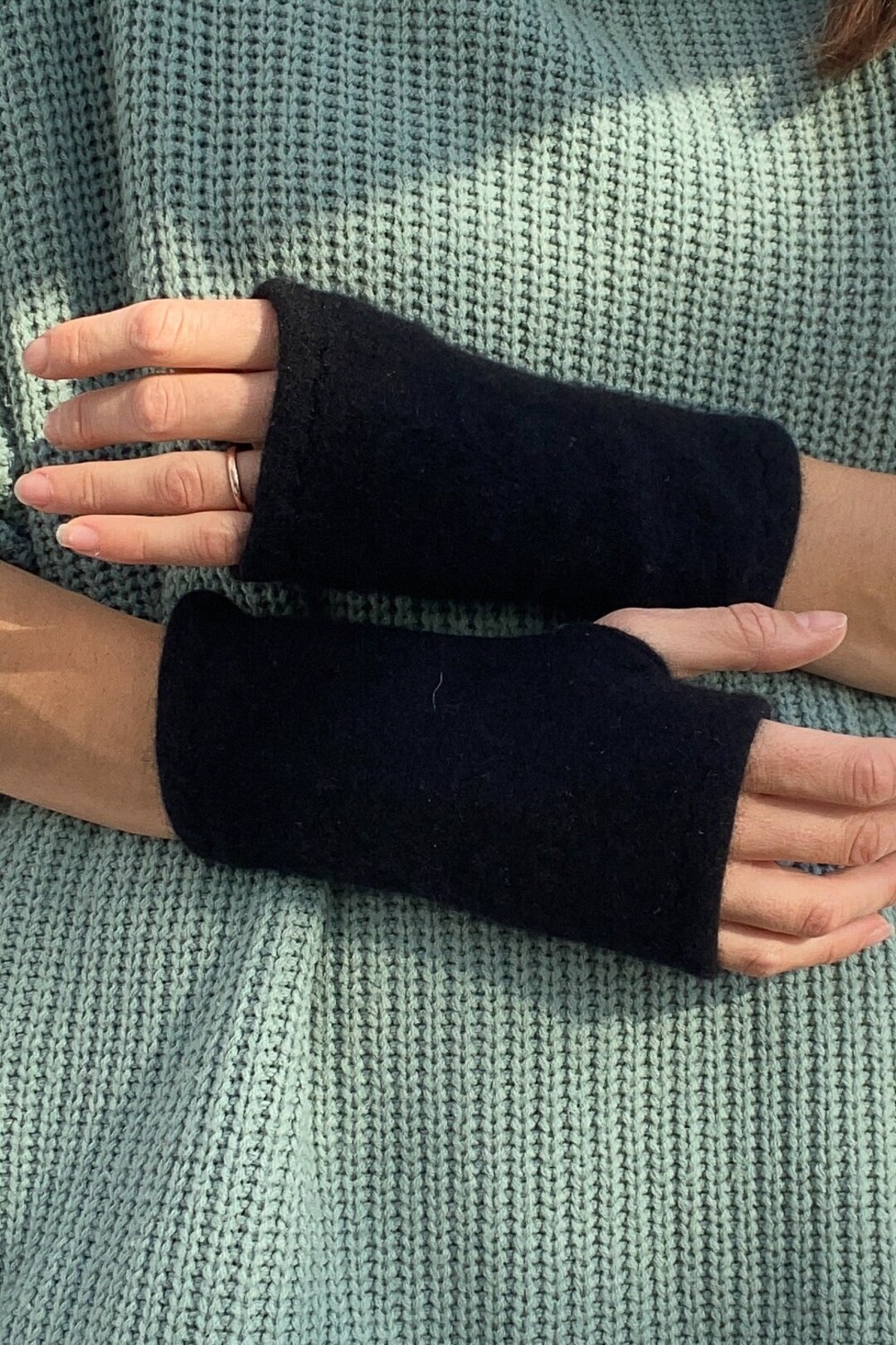 Soft Black Cashmere Wrist Wrist Warmers Etsy