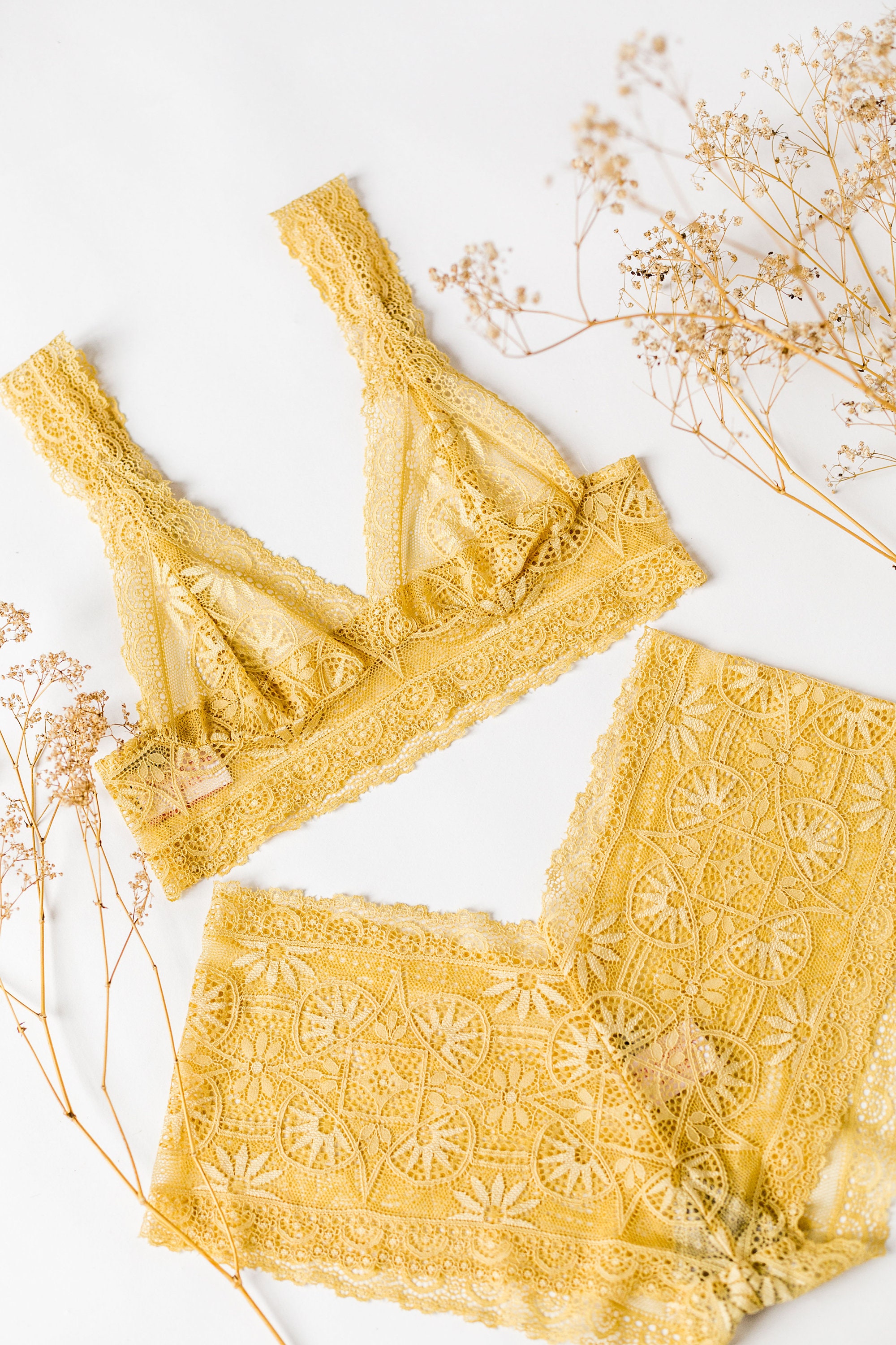 Golden Ochre Tiger Lily Yellow Lace lingerie lingerie set | Etsy