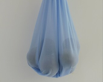 three small blue produce bags // made from repurposed tulle/nylon