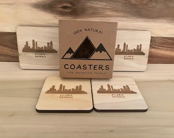 Atlanta Georgia skyline handmade laser coasters