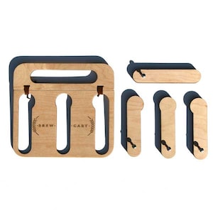 Brauwagen - Minimalistisches Bier 6er Pack aus Holz und Flaschenöffner