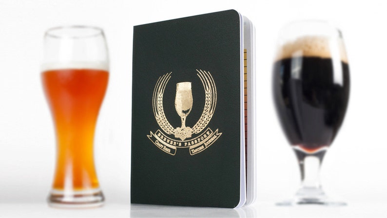 Beer Log the orginal Personalized Beer Tasting Journal Color Reference, Tasting Guide, World Map to Pin Your Beers, Proper Beer Glassware image 1