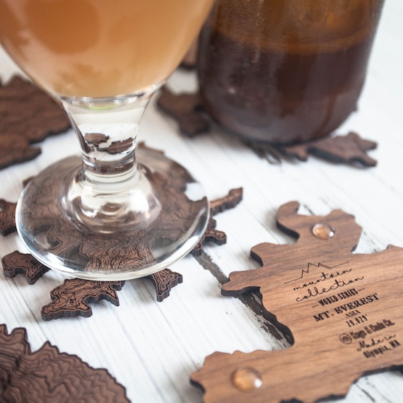 7 Summits World Wooden Coasters | Mountain Lover Gift
