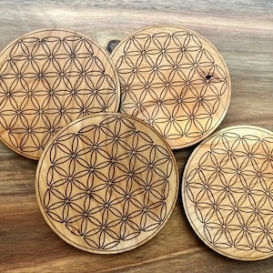 Flower of Life handmade Coasters - Solid Wood