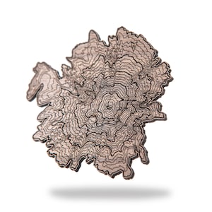 Mt. Hood Untersetzer Set von 1 Topographie Untersetzer, Weihnachtsverzierung oder Kühlschrankmagnet - Echte Massivholz Untersetzer - Handgemachte Untersetzer in Georgia