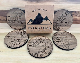 Appalachian Trail | Set of 5 | Topography Coasters handmade in the USA