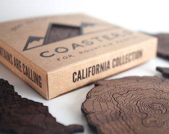 California Mountains Walnut Coasters | Handmade USA