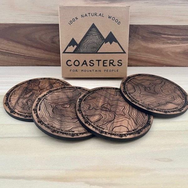 COLORADO ->Wooden Coasters | Longs Peak, Mt Gunnison, Uncompahgre Peak & Wetterhorn Peak. All coasters are handmade in the USA