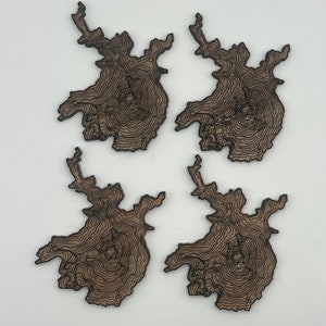 Mt. Baker Coaster,  set of 1 - Wooden Topography – Real Walnut - | Handmade in Georgia Coaster, Fridge Magnet, Christmas Ornament