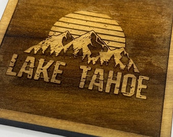 Lake Tahoe Hand Made wood coasters - poplar walnut set of 4 or 5