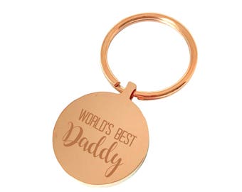 Engraved personalised key ring - World's Best Daddy - personalised keyring for Christmas or Fathers Day (silver & rose gold)