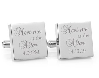 Personalised wedding cufflinks, Meet me at the altar, custom wedding cuff links,  A gift for the Groom on your wedding day, free shipping