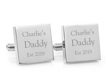 Personalised Fathers Day gift - My Daddy - Personalised square silver custom cufflinks - personalized gift for new Dad - Made in Australia