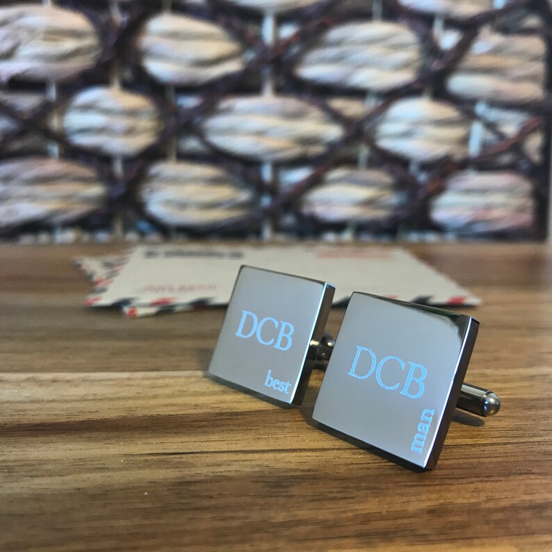 Best Man Wedding cufflinks Engraved personalized cufflinks for your bridal party Personalised square silver cufflinks for Groomsman