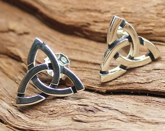 Silver Celtic style trinity knot stud