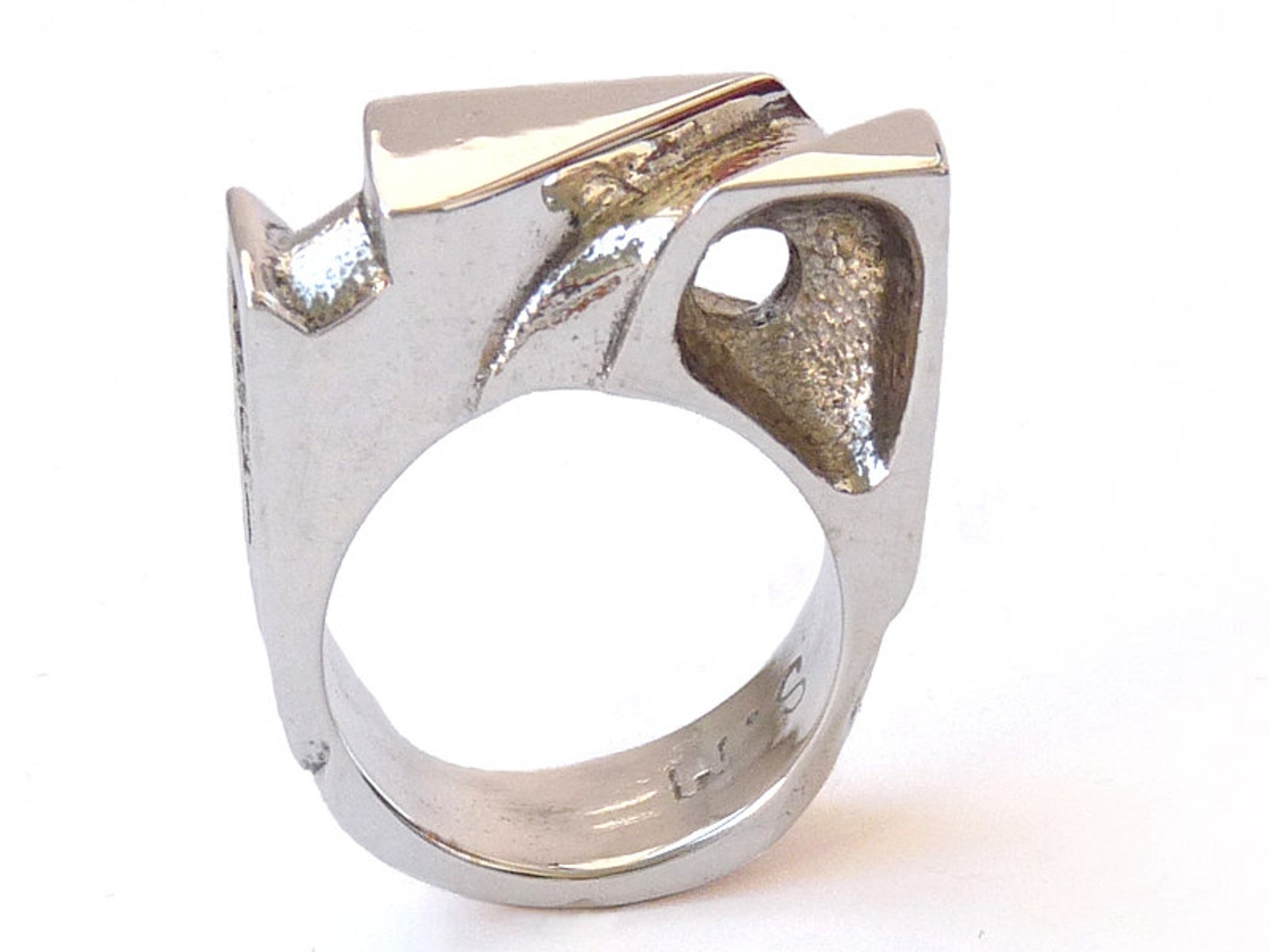 Impresive Carved Silver Ring Number 1 Unique Silver Ring Etsy