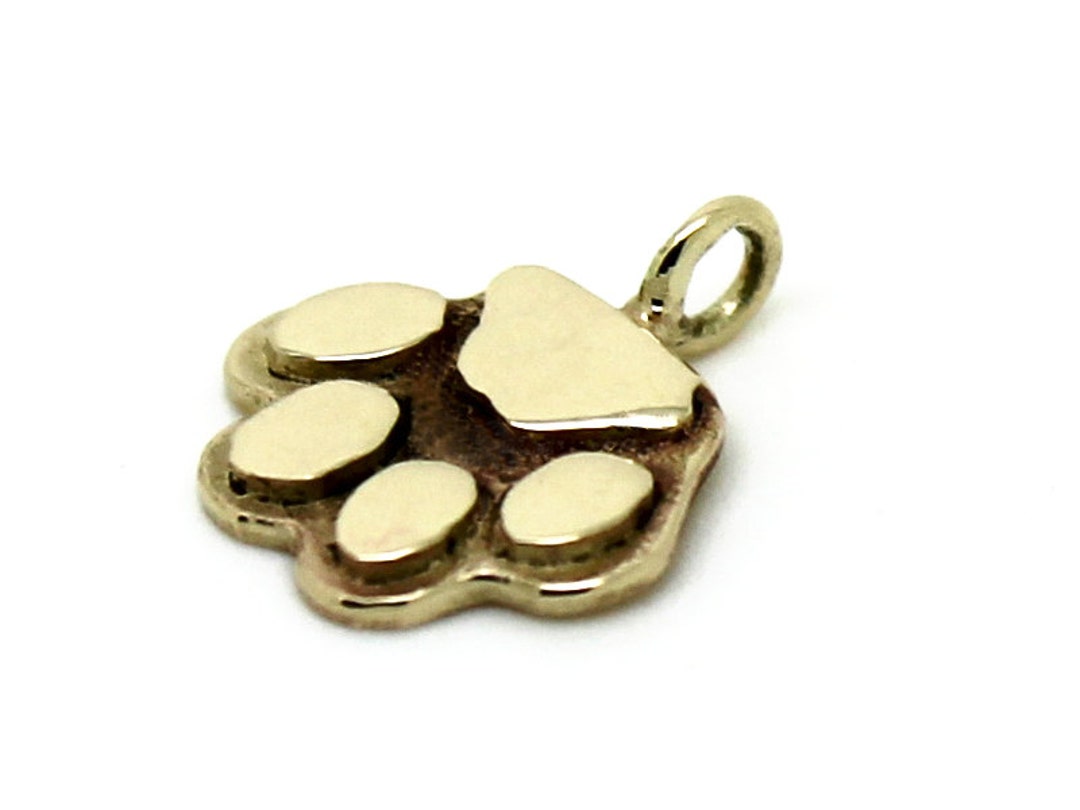 Solid 14K Gold Cat Paw Charm ,gold Cats & Dogs Charm,solid 14K Gold Cat