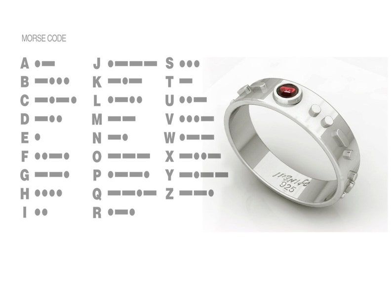 Personalized Morse code ring from silver,Personalized Wedding Band image 3