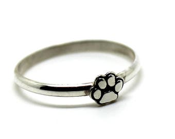 Delicate silver paw ring , Cats & dogs jewelry