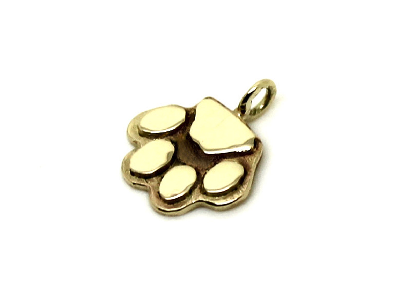 Solid 14K Gold Cat Paw Charm ,gold Cats & Dogs Charm,solid 14K Gold Cat