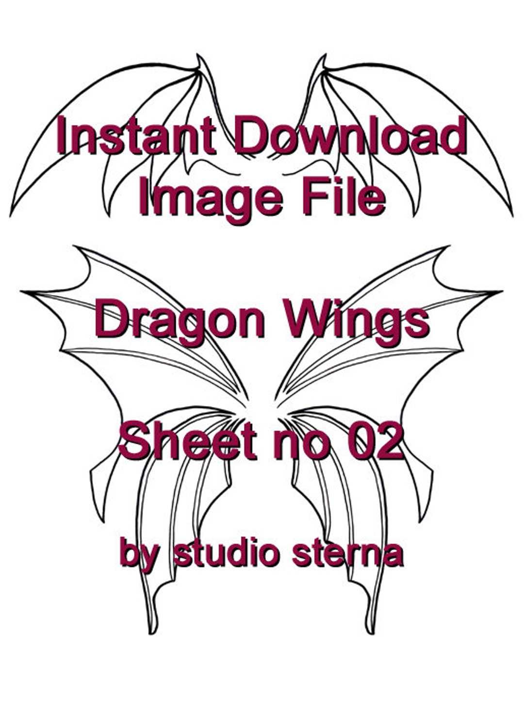 Dragon Fairy Wings Design Download Printable Fantasy Pattern Dragon ...