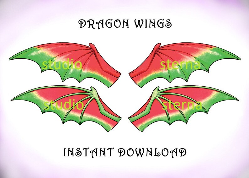 Drache Flügel rot grün Design Vorlage Fantasy Fledermaus ...