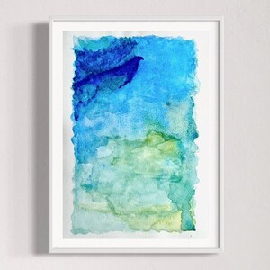 Original Watercolor Abstract Painting: Ocean & Whale, A4 Art