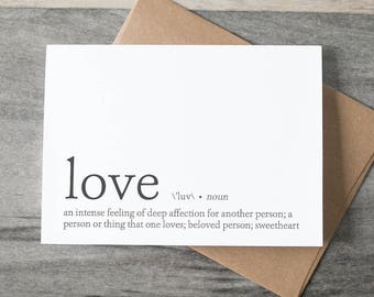 Love Definition Card - Anniversary Card - Love Card