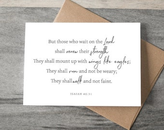 Isaiah 40:31 Bible Verse Encouragement Card - simple script