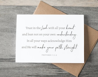 Proverbs 3:5-6 Encouragement "Trust in the Lord" Card - simple script