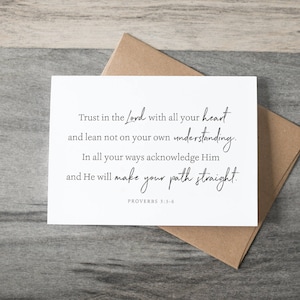 Proverbes 3 : 5-6 Carte d’encouragement « Faites confiance au Seigneur » - script simple