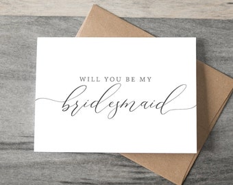 Will you be my Bridesmaid Wedding Card - calligraphy