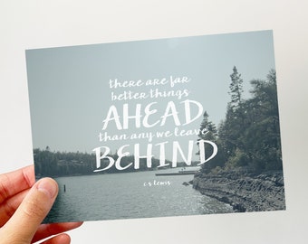 Far Better Things Ahead - Word Art Print - landscape travel inspirational decor