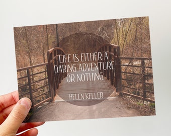 Life is a Daring Adventure - Word Art Print - Hellen Keller quote poster bridge motivational brown decor