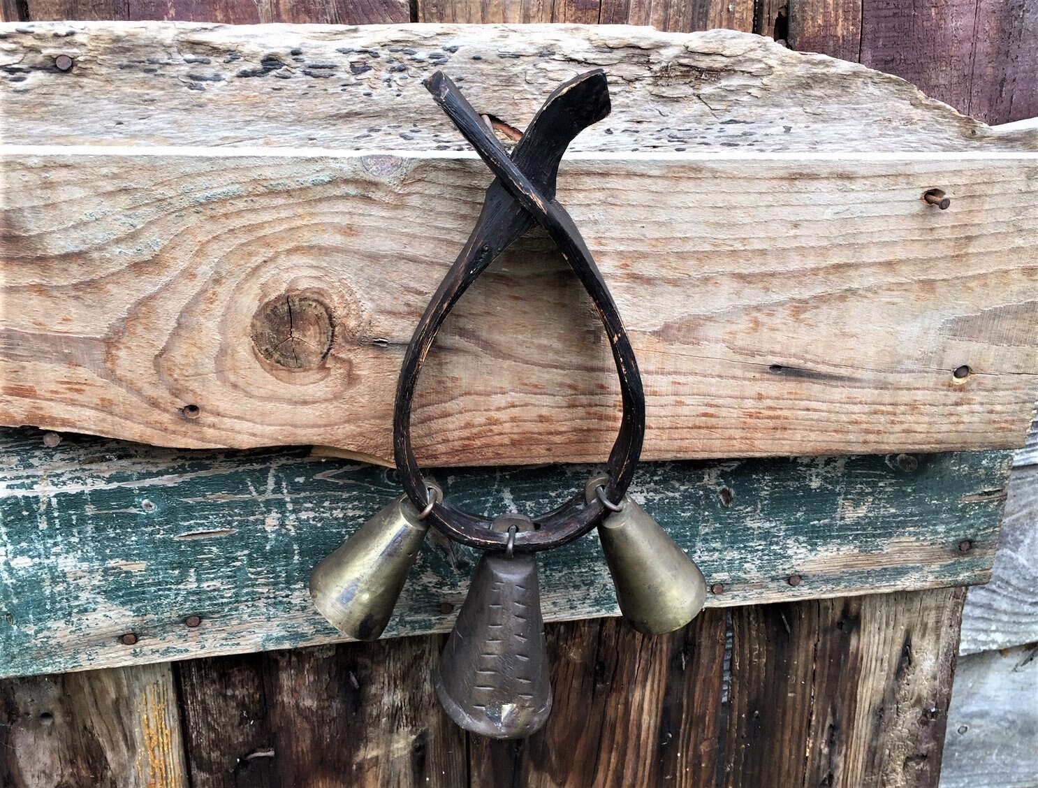 Français Cloche de Troupeau/Cloches Montagne Vintage Collier Chèvre Mouton en Bois Porte Alpin Vinta