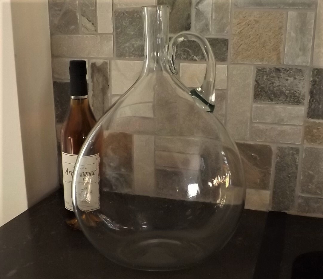 Bouteille en Verre Plat Vintage/Grande Bouteille Transparent de 5L Dame Jeane Demijohn Forme d'oigno