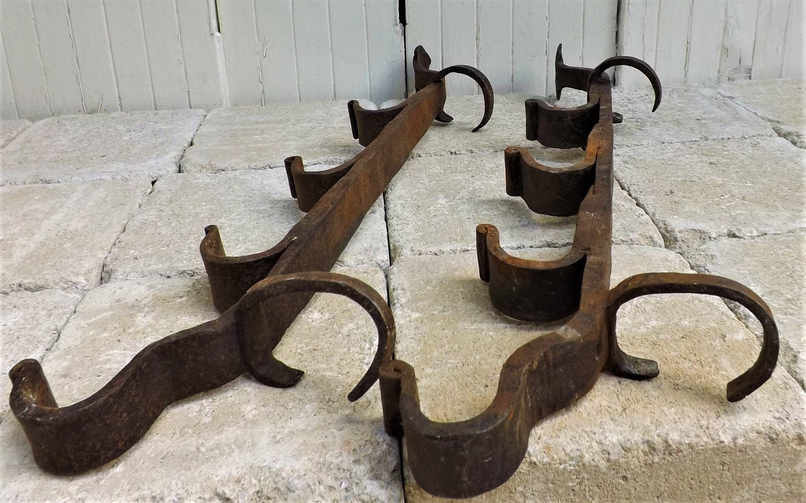 Barras de gancho de hierro antiguas / perchas de chimenea / | Etsy