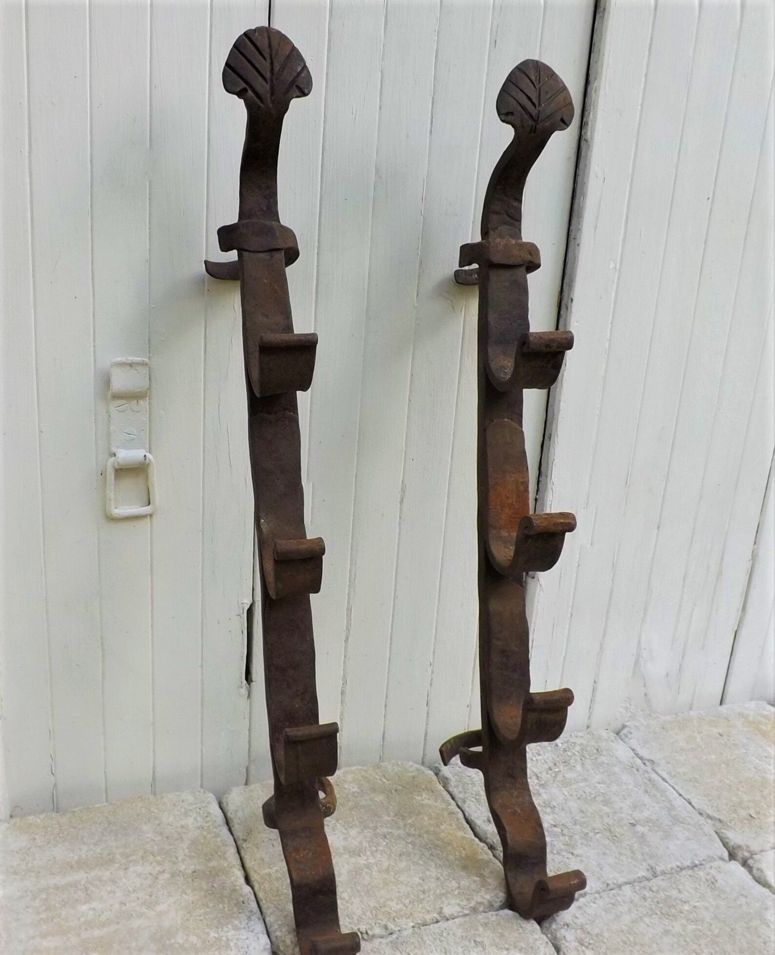 Barras de gancho de hierro antiguas / perchas de chimenea / | Etsy