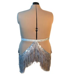 Silver Fringe Shimmy Belt - 8” Metallic Chainette Skirt for Burlesque, Drag Festival Dancewear | Showgirl Costume Handmade Fringe Belt