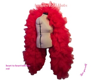 Heart-to-Heart / Extra Long Deluxe Vegan Tulle Boa - Burlesque, Drag Queen Dress Outfit (with FREE Bag) - 120" x 25"