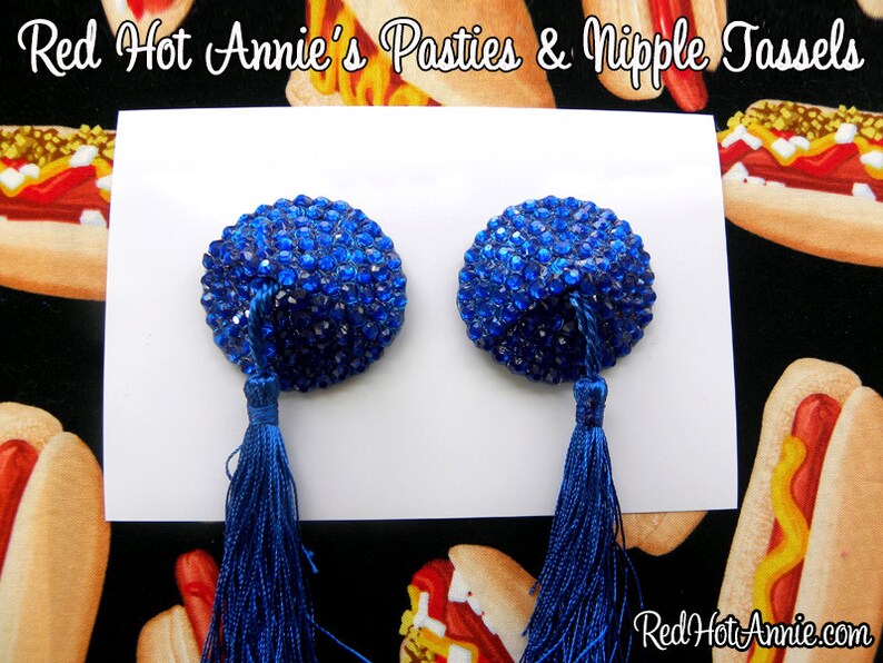 Rhinestone Burlesque Pasties W/tassels Royal Blue Any Etsy
