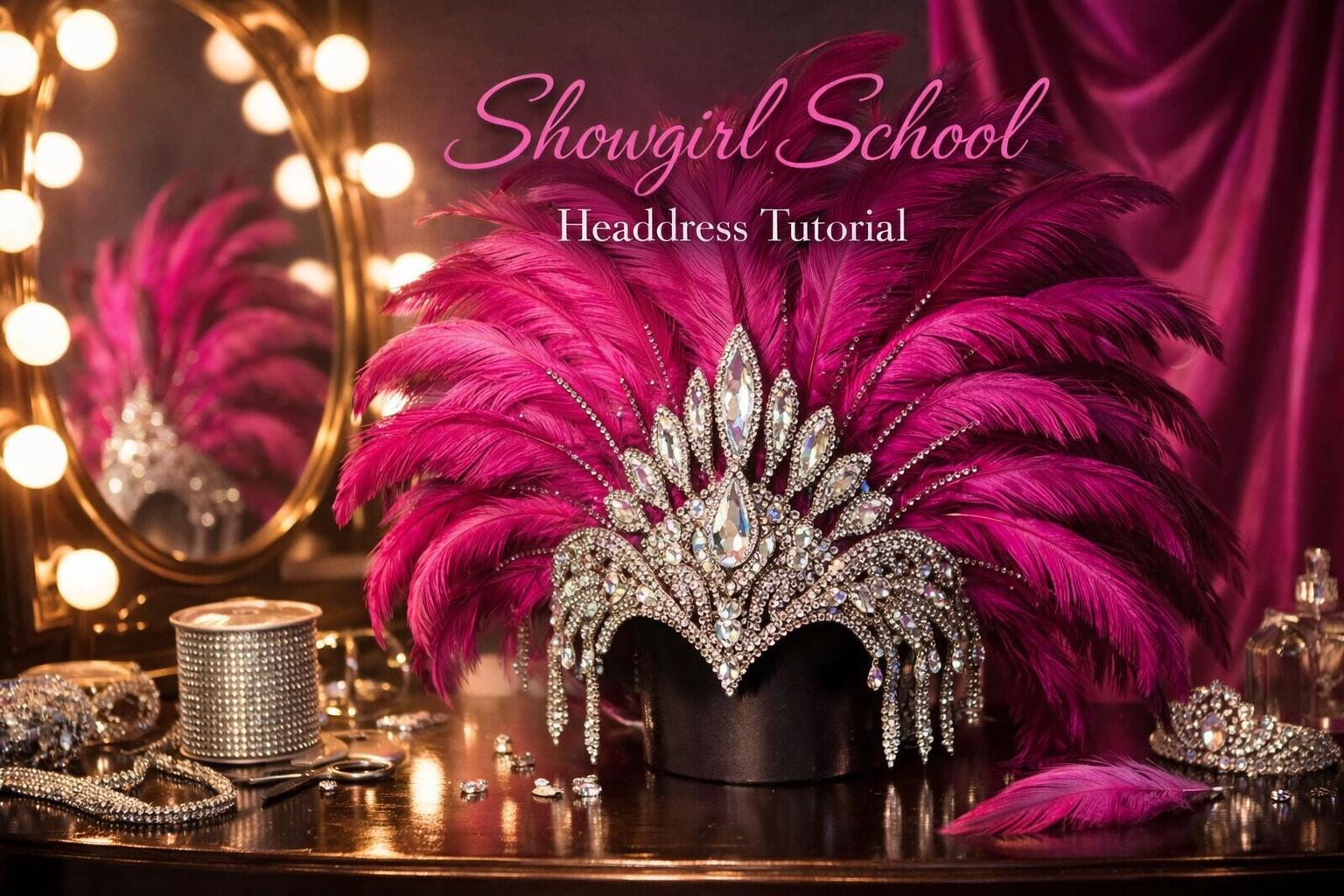 Custom made burlesque headpiece w/ real feathers & Swarovski rhinestones. Las Vegas Showgirl Headdress • Samba Burlesque Headpiece  main image 3
