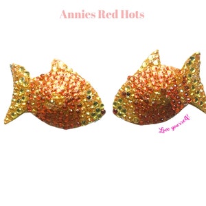 Custom Pet Goldfish Pasty - Rhinestone Nippies, Pasties & Tassels - For Burlesque, Showgirls, and Drag Queens!