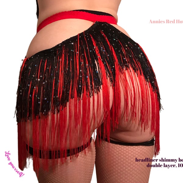 Custom Headliner Shimmy Belt Skirt Outfit Bottoms Burlesque Costume - Any Size, Color, and Style
